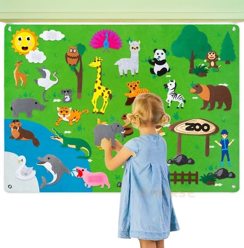 Felt Board Stories Set Montessori Ocean Farm Insect Animal Family Interactive Preschool Early Learning Toddlers Toys for Child