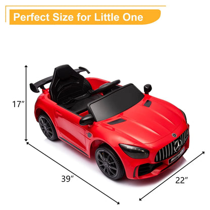 12V Kids Ride on Car, Dual Drive Battery Toy Cars with Remote Control & LED Lights - Red